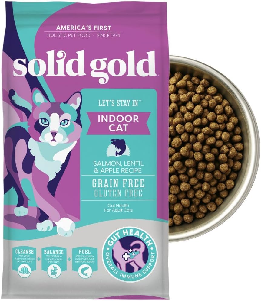 Solid Gold Indoor Dry Cat Food - Grain Free & Gluten Free - Salmon Cat Food Dry Kibble for Indoor