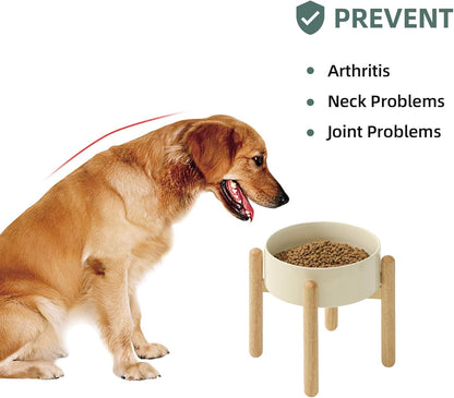 Ceramic 8.2inch Raised Dog Bowl with Stand for Large - Breed Dogs, Pet Food and Water Feeder(Single