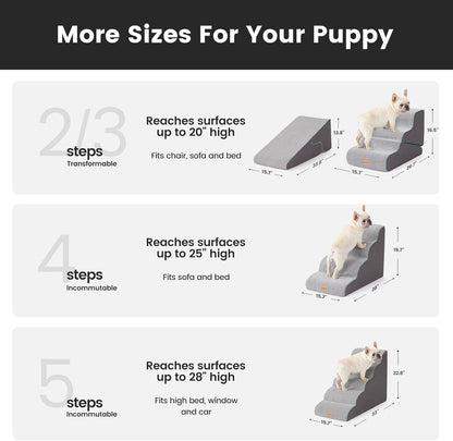 Gardner Pet Dog Stairs for Small Dogs 22.8" H, Curved 5-Step Pet Stairs, Dog Steps for High Bed