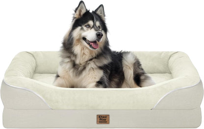 Washable Orthopedic Large Dog Bed - Extra Large Dog Beds with Bolsters Removable Orthopedic Foam