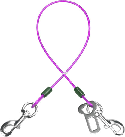 Dog Seat Belt Harness for Car,Dog Seatbelt of Coated Wire Leash Safety Restraint,No Chew Tether