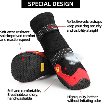 Dog Shoes for Hot Pavement Anti-Slip Dog Boots Waterproof Dog Shoes for Small to Large Dogs with