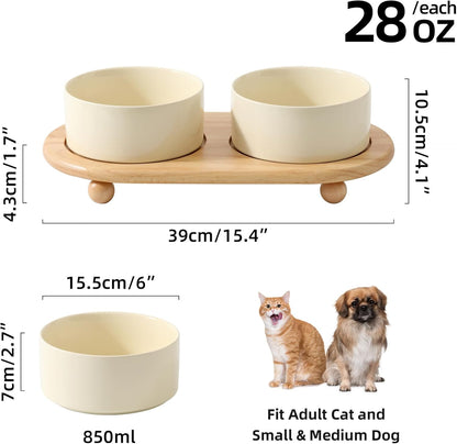 Ceramic Elevated Dog Bowls, Food and Water Bowls for Dogs, Puppy, Raised Dog Dish, Pet