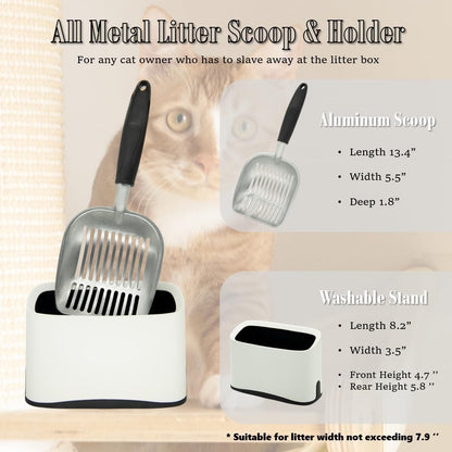Heavy Duty Cat Litter Scoop with Holder - All Metal Cat Litter Scooper with Holder - Speed Sifter