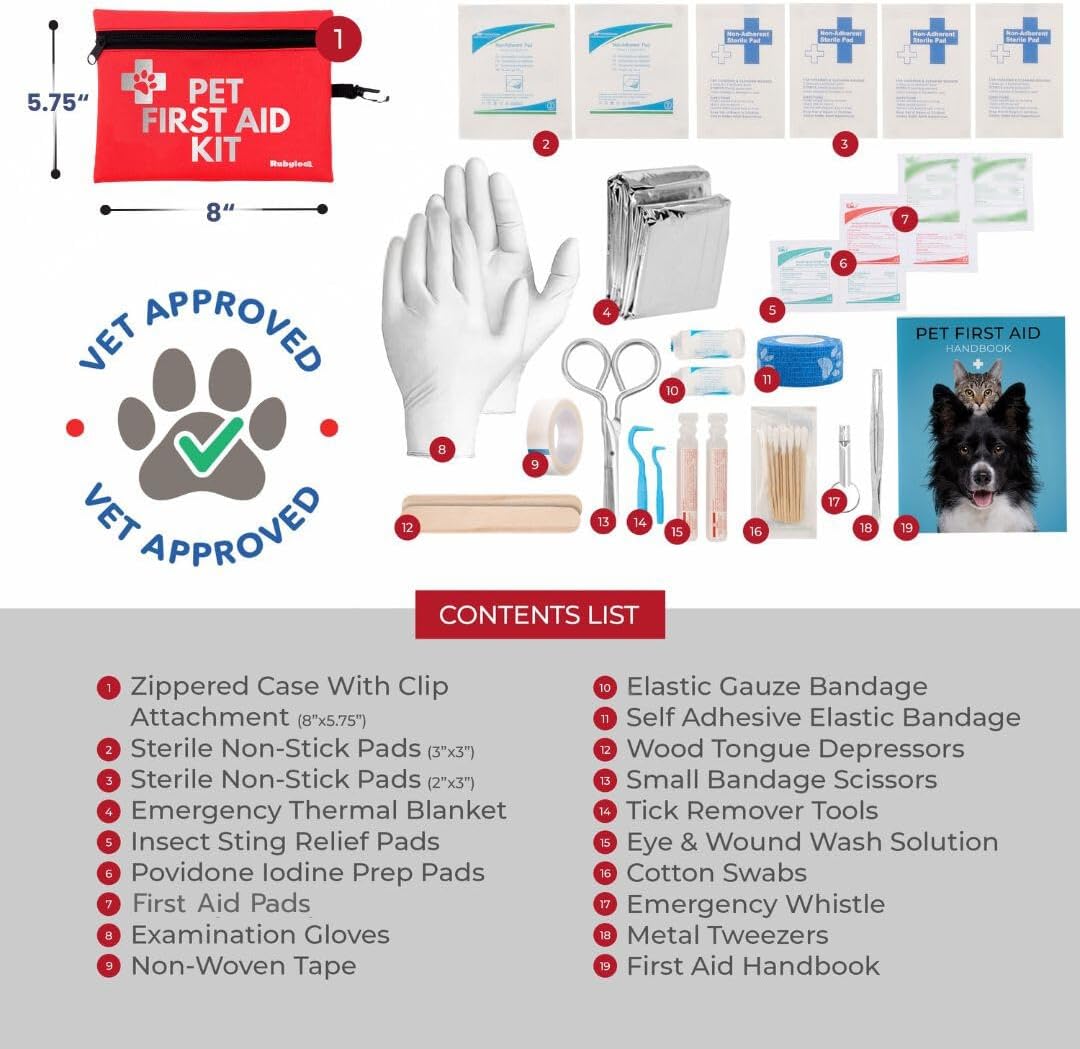 Dog First Aid Kit for Hiking & Travel - Vet Approved Emergency Supplies - Pet First Aid Kit Guide