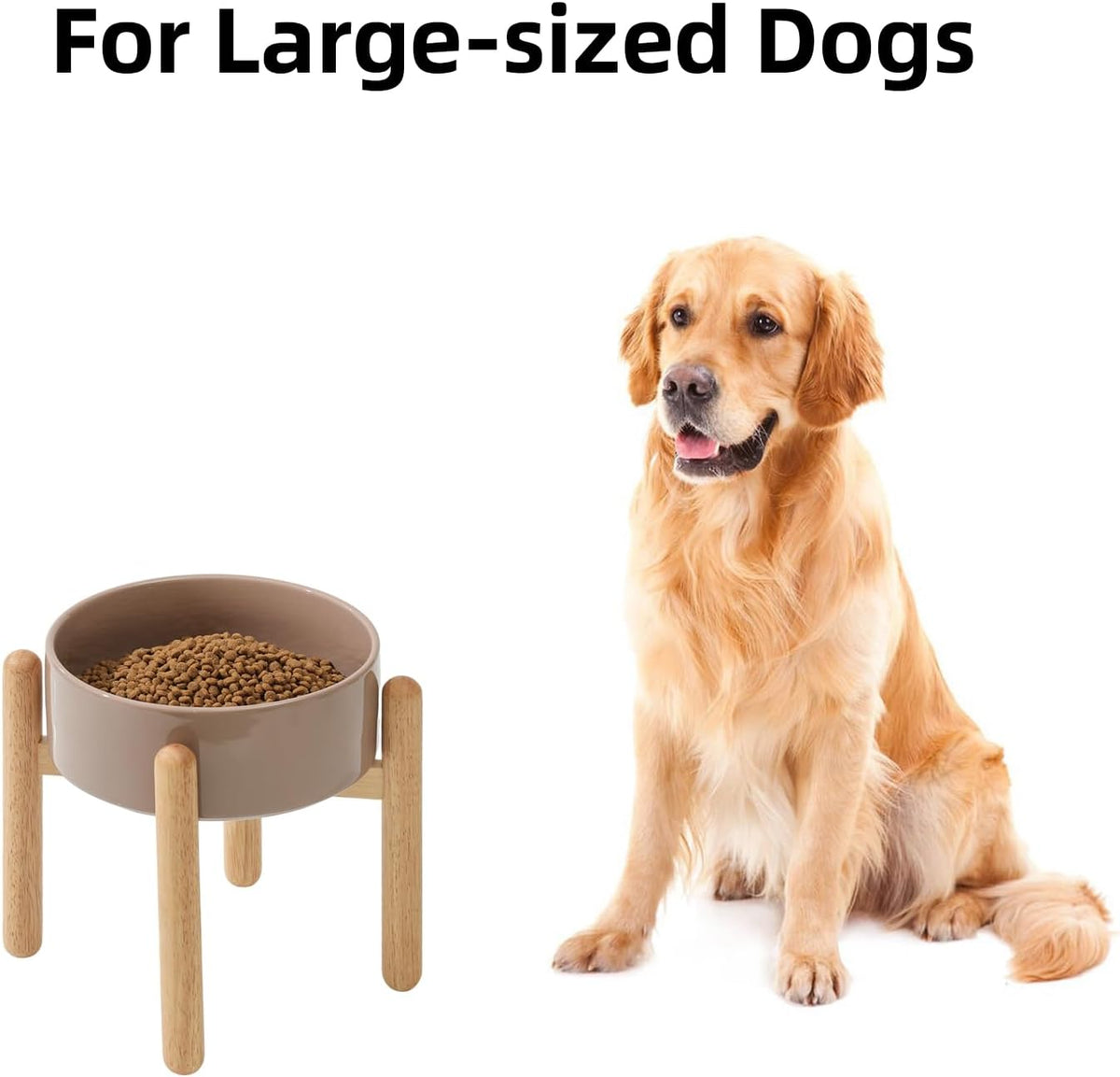 Ceramic 8.2inch Raised Dog Bowl with Stand for Large - Breed Dogs, Pet Food and Water Feeder(Single