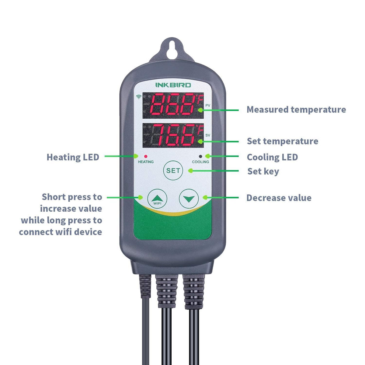 Inkbird WiFi ITC-308 Digital Temperature Controller Thermostat Remote Monitoring Controlling Home