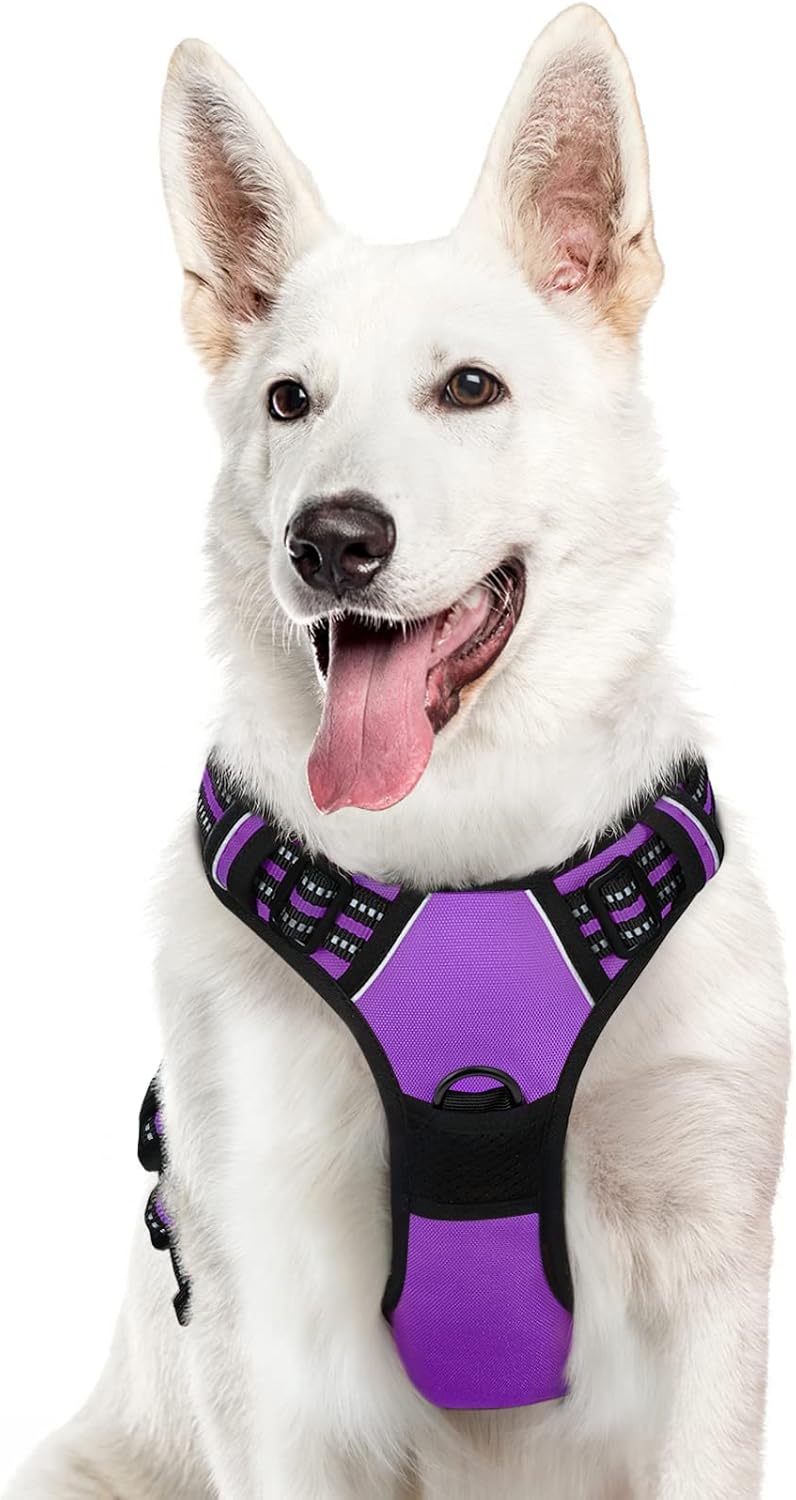 Eagloo Dog Harness for Large Dogs, No Pull Service Vest with Reflective Strips and Control Handle