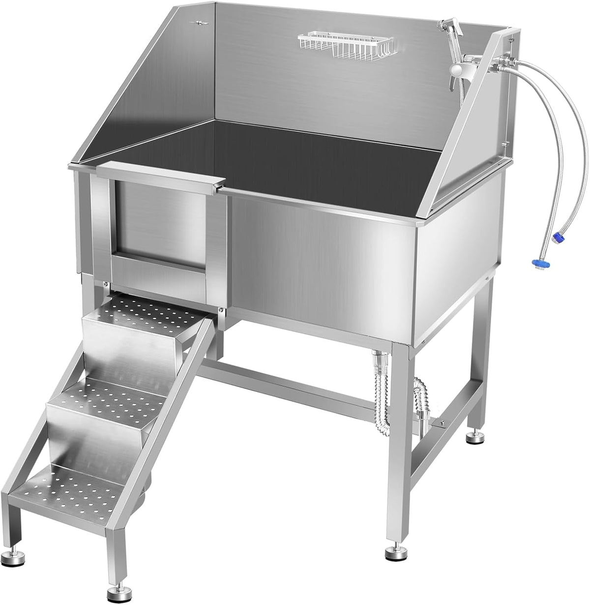38" Dog Bathing Station, Professional Dog Washing Station Stainless Steel Dog Grooming Tub for