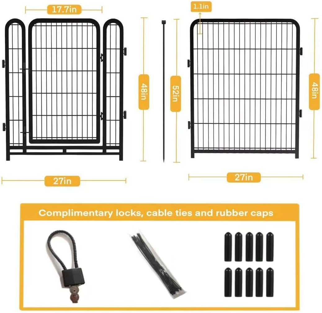 Dog Playpen 48 inch(H) 8 Panels Total 17.7 Ft(L) Dog Fence Outdoor for Yard. Wide Door Low