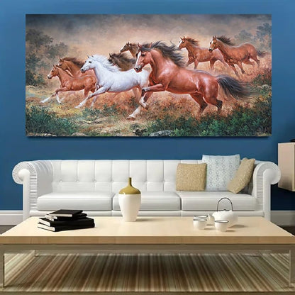 Yxbhhym Large Horse Wall Art Pictures Animal Canvas Prints Eight Running Horses Paintings Posters