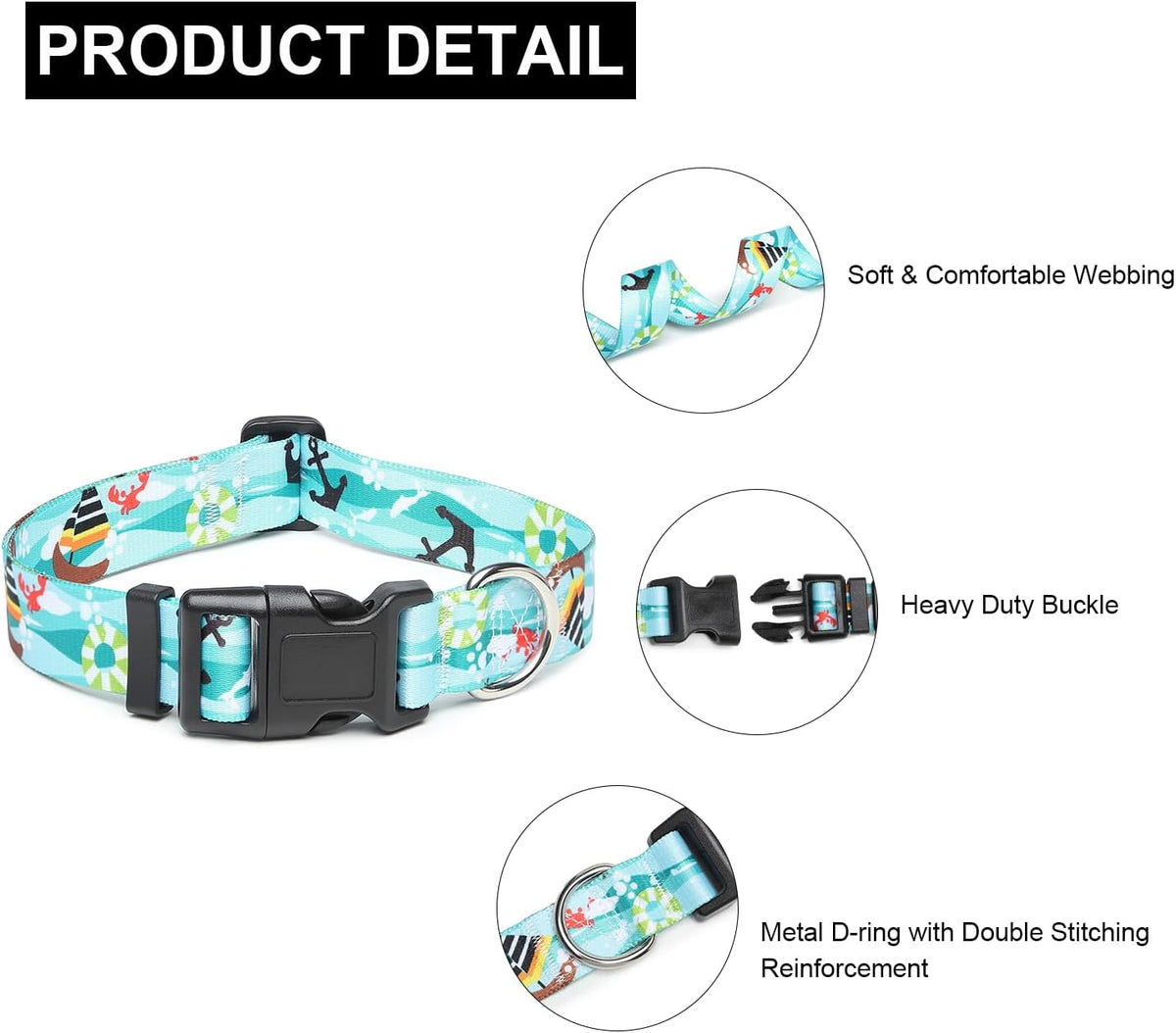 Mercano Adjustable Dog Collar - Special Design Patterns, Soft Nylon Comfortable Sturdy Pet Collar