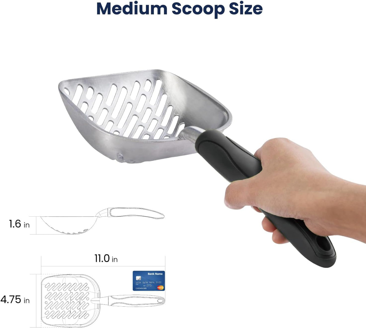 WePet Cat Litter Scoop, Aluminum Alloy Sifter, Kitty Metal Scooper, Deep Shovel with Diagonal