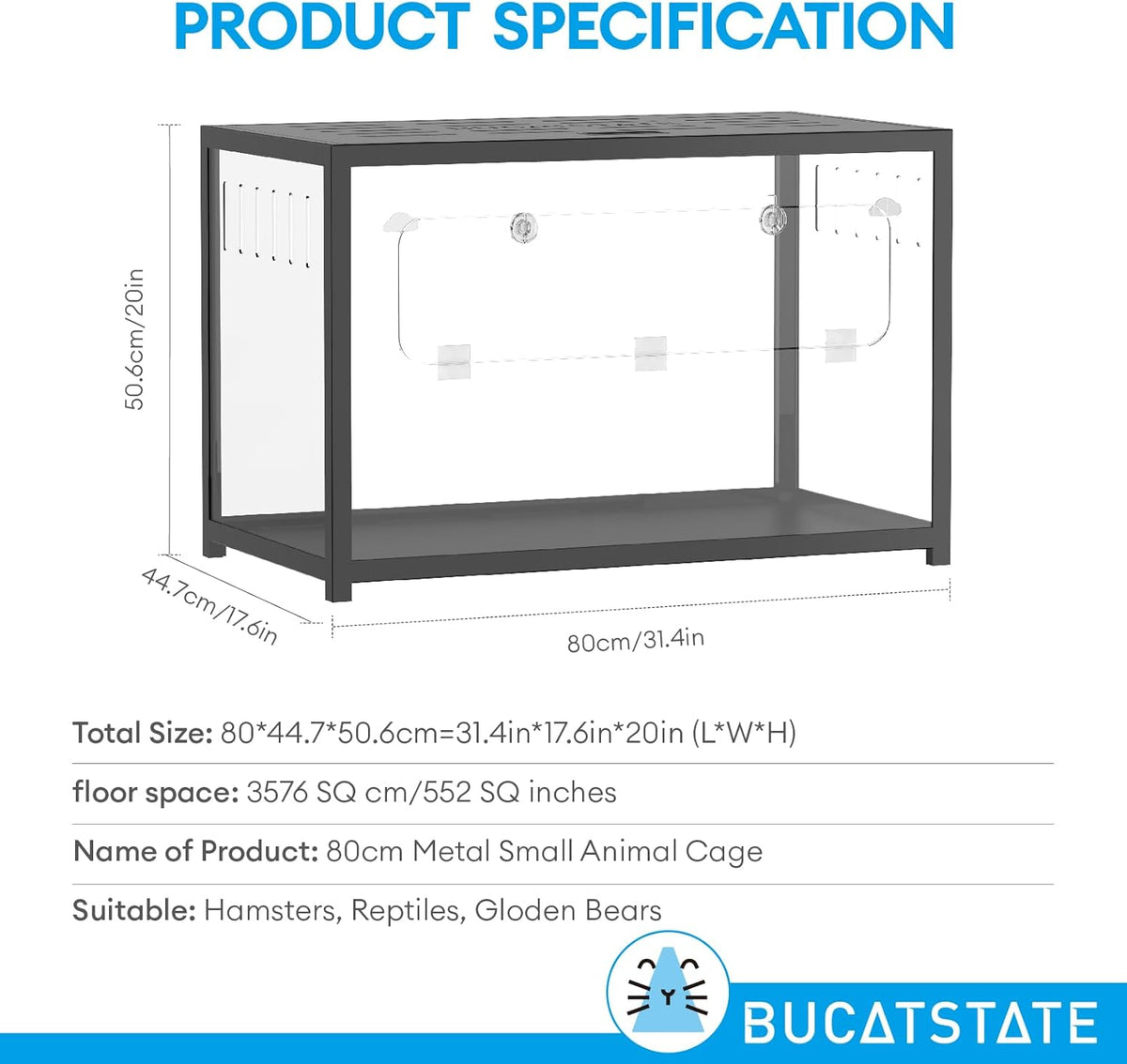 BUCATSTATE Hamster Cage Metal 2.0 - Small Animal Habitats Large Stackable with Top Access Easy