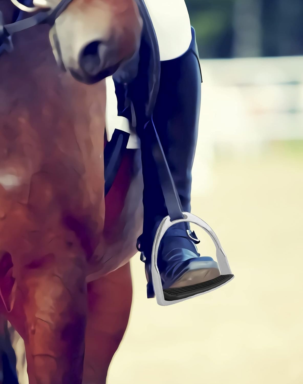QWORK Horse Riding Stirrups, Hose Saddle, Safety Stirrup, Stainless Steel English Riding Protection