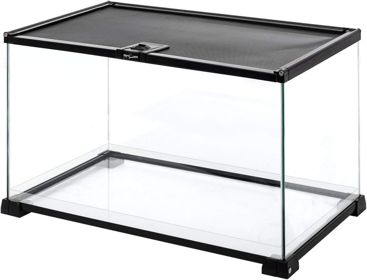 REPTI ZOO Full Glass 15 Gallon Reptile Tank, Medium Reptile Terrarium for Gecko Hermit Crab Hognose