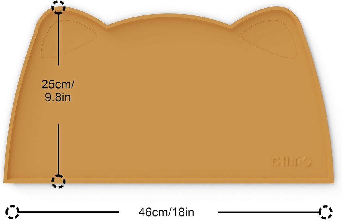OHMO - Cat Food Mat, Silicone Pet Feeding Mat for Floor Non-Skid Waterproof Dog Water Bowl Tray