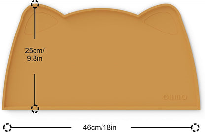 OHMO - Cat Food Mat, Silicone Pet Feeding Mat for Floor Non-Skid Waterproof Dog Water Bowl Tray