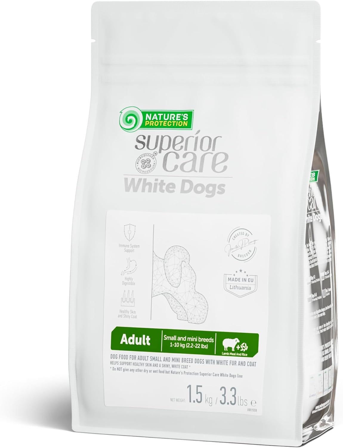 Nature's Protection Superior Care White Dogs Dry Dog Food - High Protein, Tear Stain Dog Food for