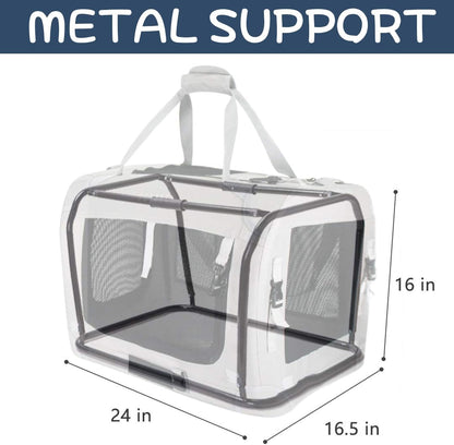 Extra Large Cat Carrier Soft Sided, Portable Small Dog Carrier for 2 Cats, 24"x16.5"x16" Car Travel
