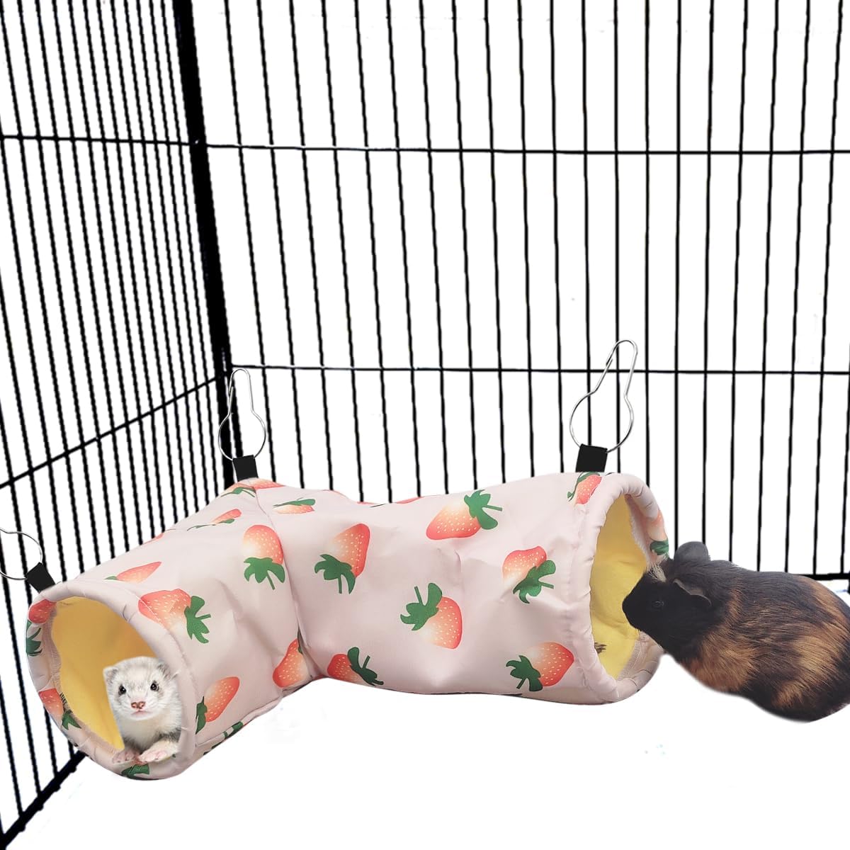 Large Caliber Guinea Pig Hideout & Hammock, Corner Hideout Toy for Guinea Pig, Ferret, Hedgehog