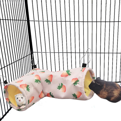 Large Caliber Guinea Pig Hideout & Hammock, Corner Hideout Toy for Guinea Pig, Ferret, Hedgehog