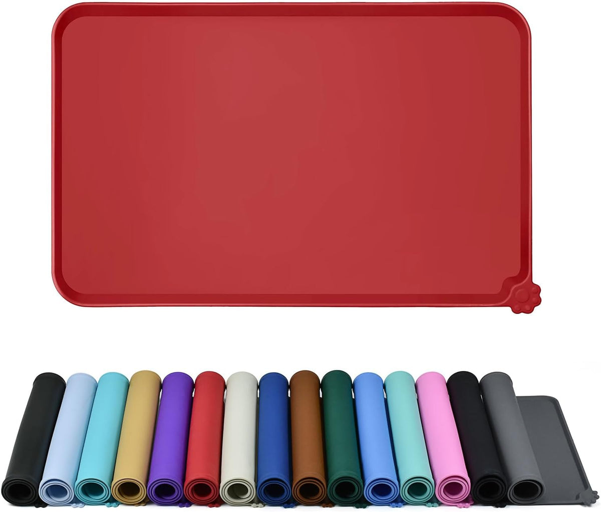 Waterproof Pet Feeding Mat with High Raised Edges, Heavier and Thicker Placemats for Cat Dog Water