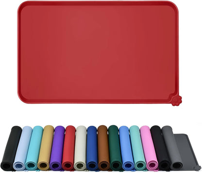 Waterproof Pet Feeding Mat with High Raised Edges, Heavier and Thicker Placemats for Cat Dog Water