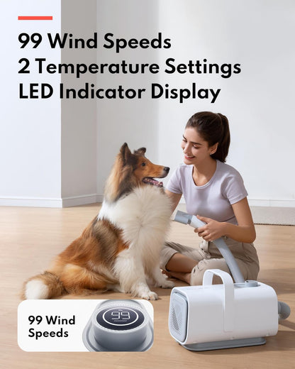 HomeRunPet Dog Dryer, Pet Hair Dryer with 99 Adjustable Wind Speed and Temperature Control, 3
