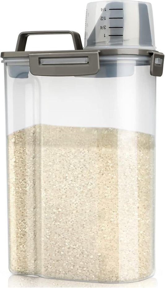 Rice Airtight Storage Container, 3 to 5Lbs Cereal Dry Food Flour Bin, Pet Dog Cat Food Dispenser