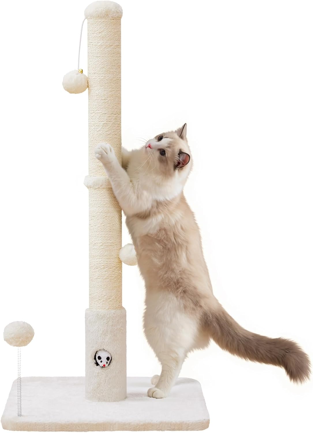 Cat Scratching Posts 33" for Adults Cats, Cat Scratcher with Soft Fabric Covering Base and Durable