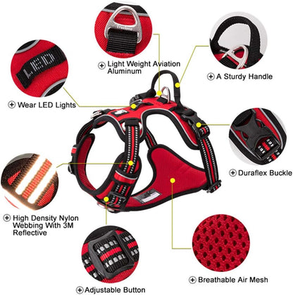 TRUE LOVE Dog Harness No Pull Nylon Reflective Pet Harness Adjustable Comfortable Control Step-in