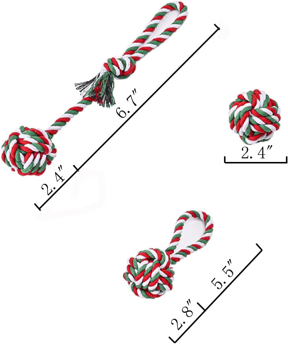 Chew Toys for Small and Medium Dogs - Teeth Cleaning, Gum Massage, Boredom Relief - Christmas Ball
