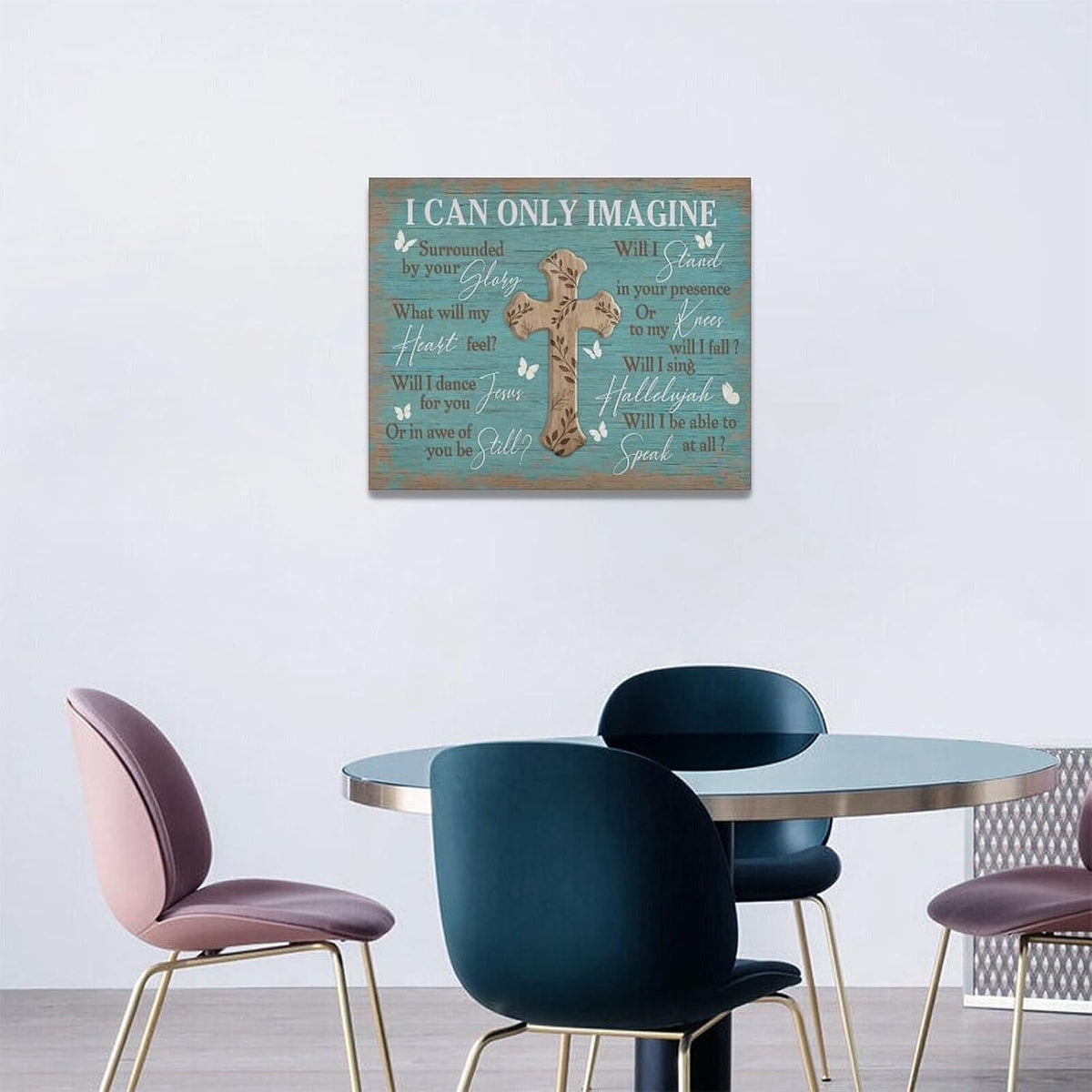 Rustic Christian Cross Wall Art I Can Only Imagine Pictures Farmhouse Butterfly Wall Decor Teal
