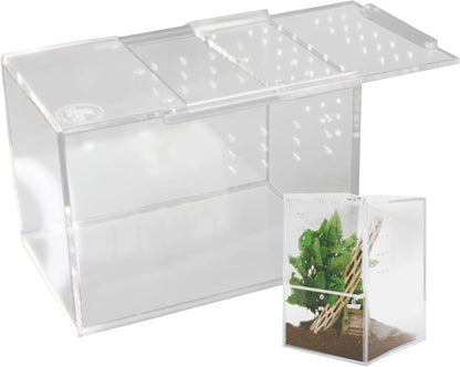 Jumping Spider Enclosure 5"x5"x7" or Tarantula Enclosure - Reptile Terrarium w/Sliding Magnetic