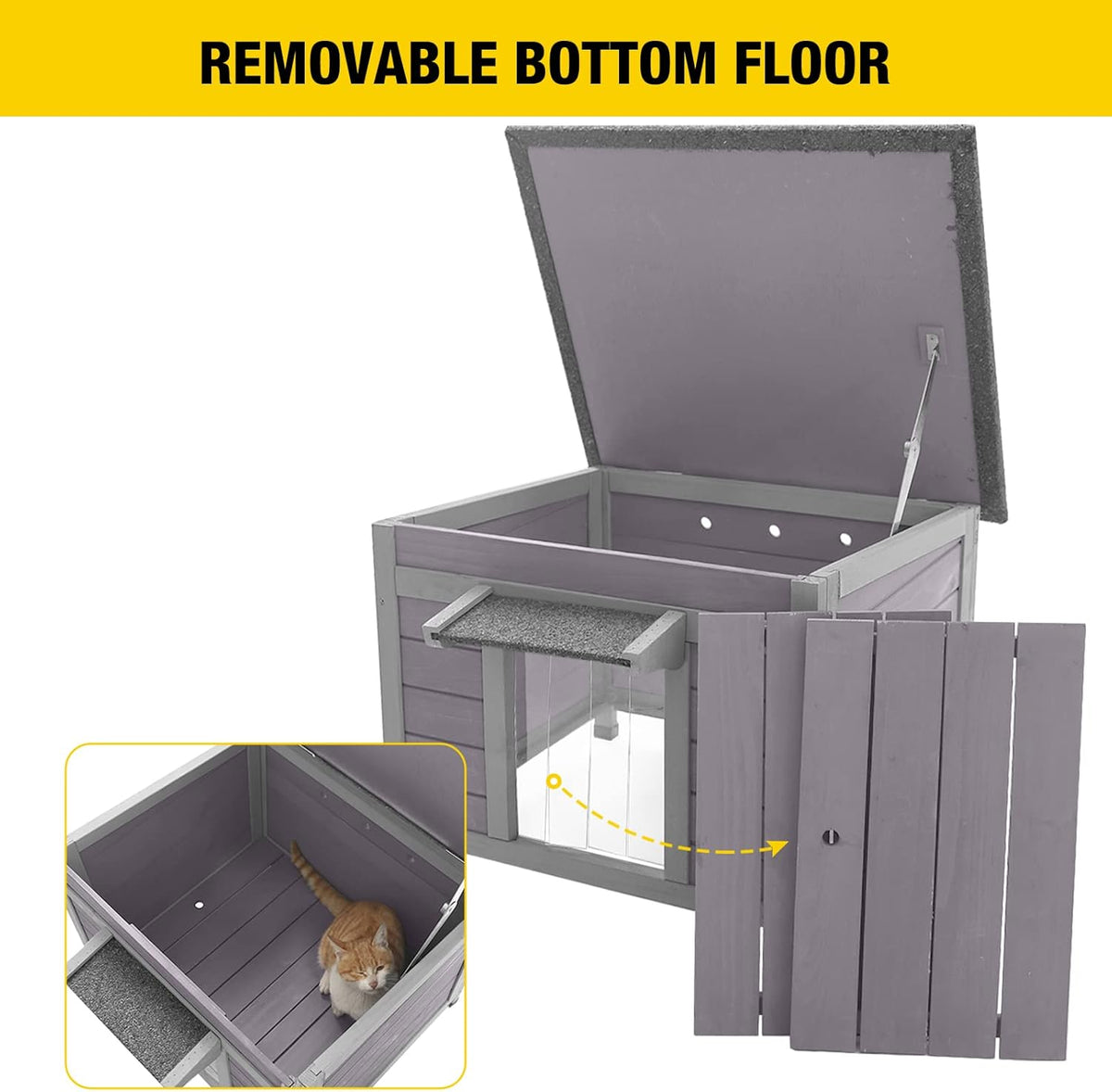 Aivituvin Cat House Waterproof Feral Kitty Shelter Outdoor Indoor Rabbit Hutch for