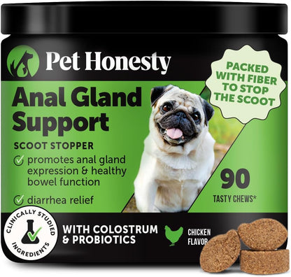 Dog Scoot Stopper - Complete Anal Gland Support with Fiber, Prebiotics & Probiotics - No Scoot for