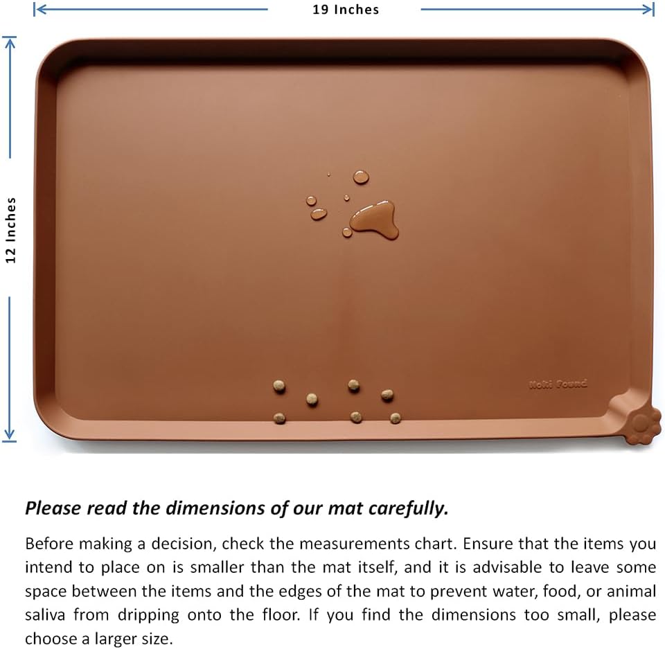 Hoki Found Silicone Pet Food Tray - Non Slip Pet Dog Bowl Mats - Cat Waterproof Mat for Carpet