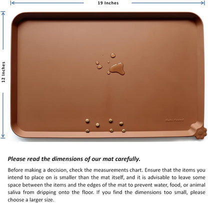 Hoki Found Silicone Pet Food Tray - Non Slip Pet Dog Bowl Mats - Cat Waterproof Mat for Carpet