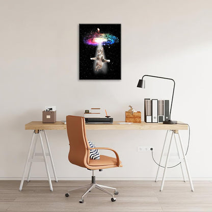 Funny Cat Wall Art Canvas Galaxy Wall Decor Prints Framed Painting Animal Pictures Gifts Artwork