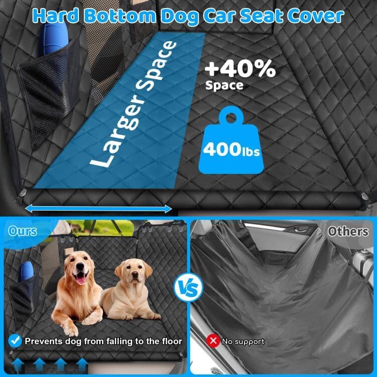 URPOWER XL Dog Back Seat Extender for Crew Cab Truck, Hard Bottom Dog Car Seat Cover Waterproof