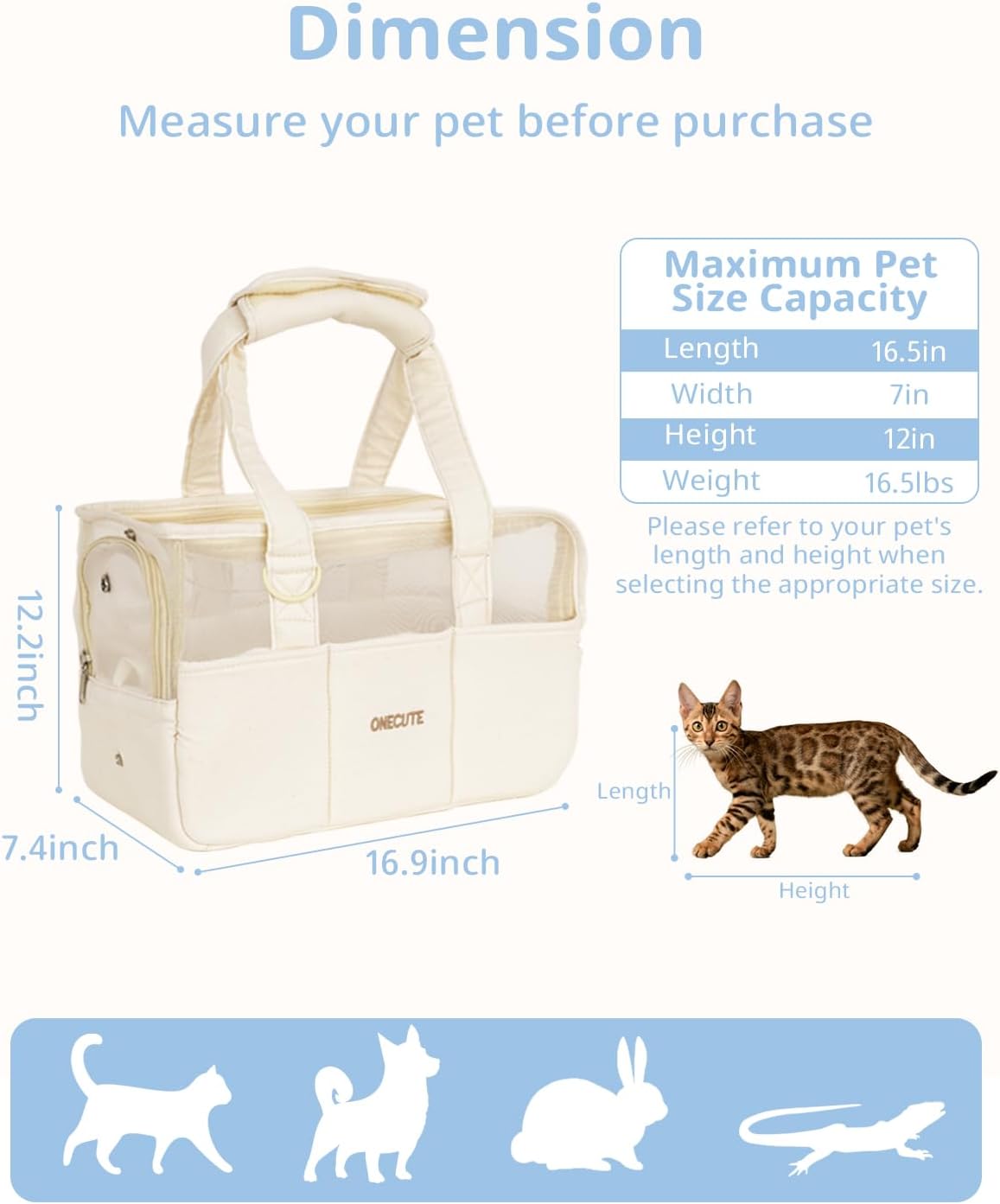 Dog Purse Carrier for Small Dogs Rabbit cat with Large Pockets, Cotton Bag, Dog Carrier Soft Sided