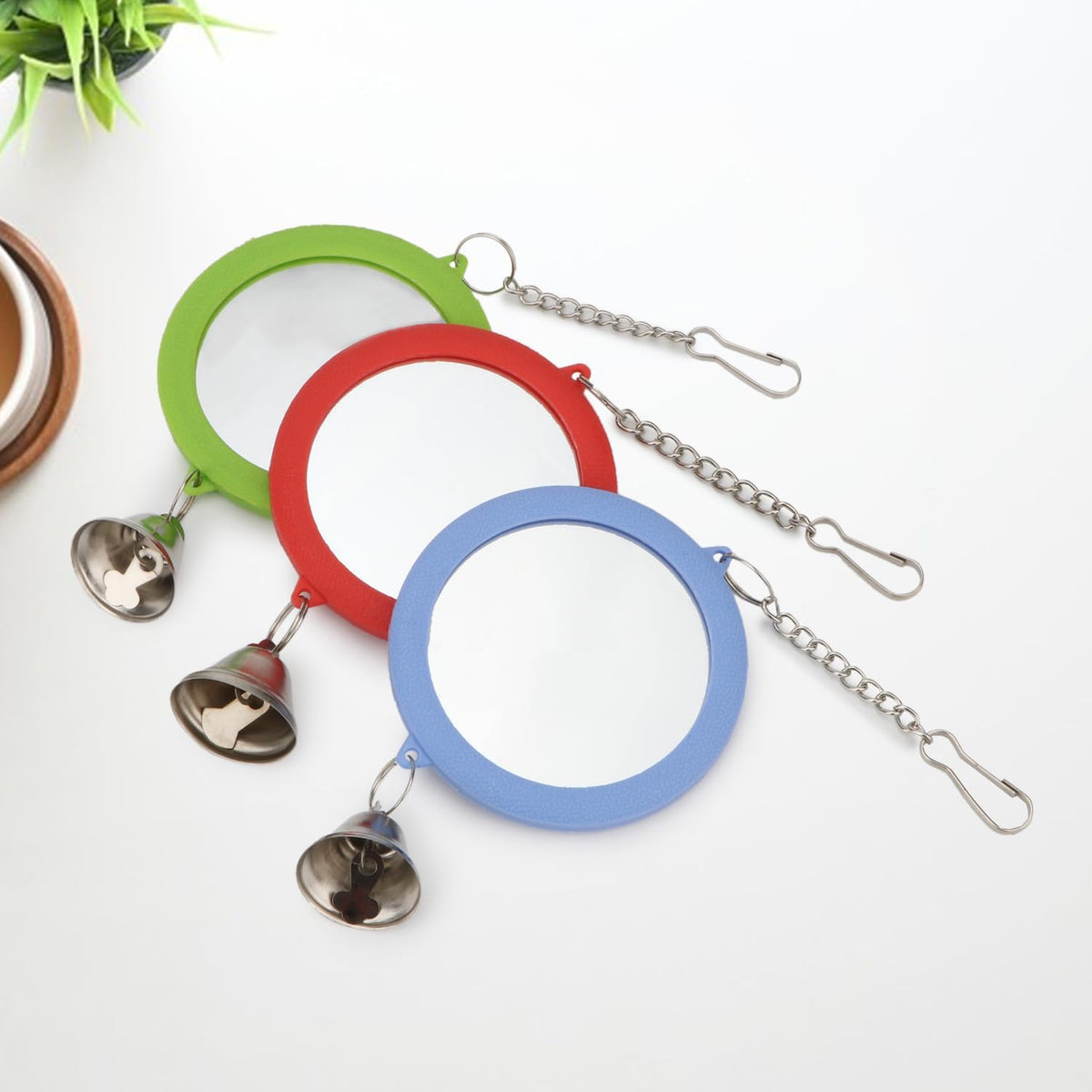 Hypeety Pet Bird Mirror with Bell Interactive Parrot Toy Bird Cage Mirror for Cockatiel Parakeets
