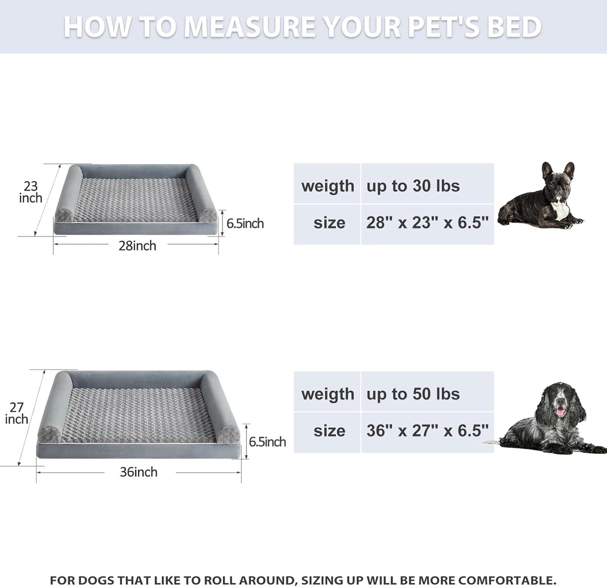 BFPETHOME Dog Beds for Large Dogs, Orthopedic Dog Bed for Medium Large Dogs,Big Waterproof Couch