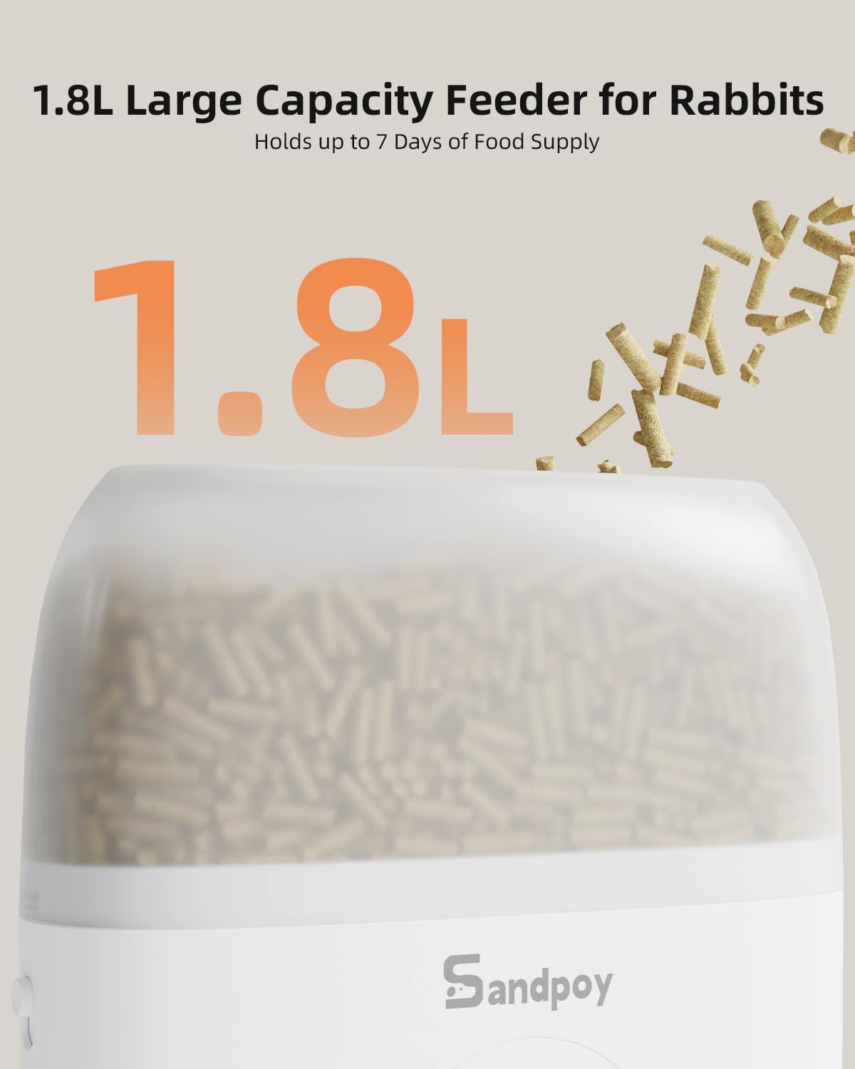 Hanging Automatic Rabbit Feeder with 1080P Camera, 62oz Storage, Multiple Pet Cage Compatibility