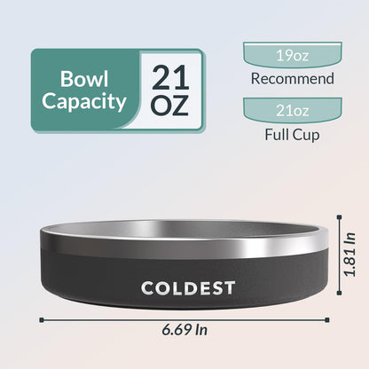 Coldest Dog Bowl - Anti Rust Metal, Non Slip, 3 Layers Insulated Stainless Steel Dog Bowls - Spill