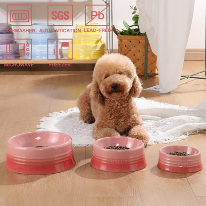 Sweejar Ceramic Dog Bowl, 32 oz, Gradient Pink, Porcelain Pet Dish for Food and Water, Non