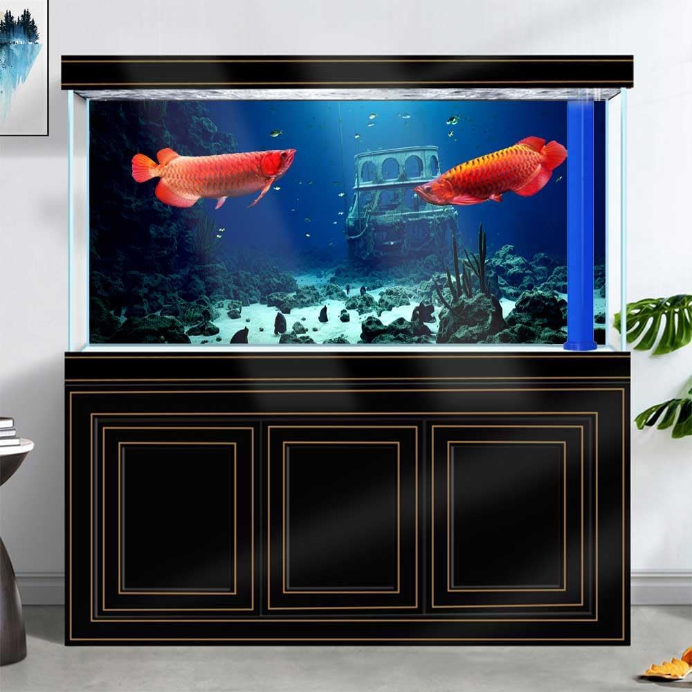 24X12IN Natural Underwater Aquarium Background, Pictures 3D Fish Reef Fish Tank Decoration