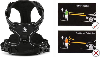 Truelove No Pull Dog Harness with Easy Control Handle and 2 Leash Attachments,Reflective Adjustable