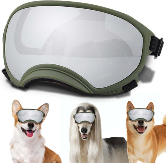 Medium Dog Sunglasses with Adjustable Strap UV Protection, Winproof Dog Puppy Sunglasses, Suitable